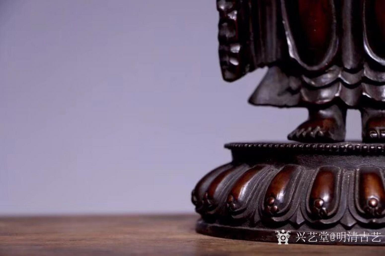 明清古艺文玩杂项作品《紫铜观音站像》【图4】