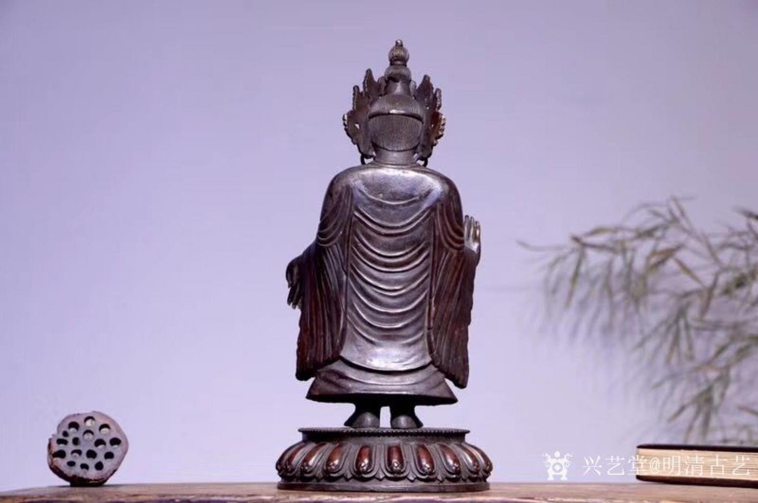 明清古艺文玩杂项作品《紫铜观音站像》【图6】