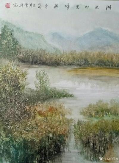 陈刚日记-国画山水画戊戌年新作《春风花草香》《湖光山色净无尘》《野渡无人舟自横》《湖光曲》【图2】