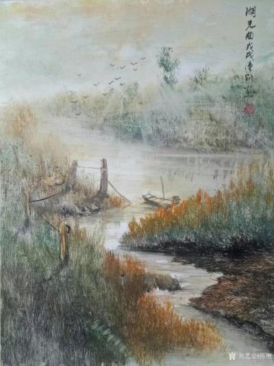 陈刚日记-国画山水画戊戌年新作《春风花草香》《湖光山色净无尘》《野渡无人舟自横》《湖光曲》【图4】