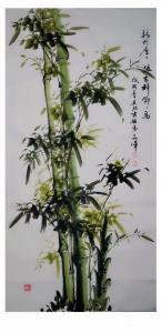 党文军国画作品《新竹层层绿》价格1600.00元