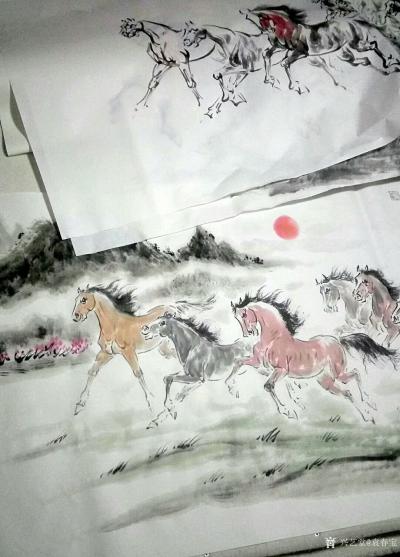 袁春宝日记-八骏图很多人都喜欢，可是，一张小的八骏图也需要一星期的构思和创作，反复推敲，废宣【图2】