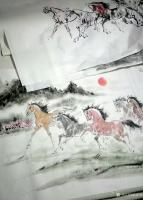 艺术家袁春宝日记:八骏图很多人都喜欢，可是，一张小的八骏图也需要一星期的构思和【图1】