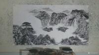 艺术家张喜才日记:国画山水画作品《松风泉映》，尺寸六尺97x180cm创作完成【图0】