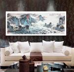 徐建清日志-国画山水画作品《江山晴风》，尺寸79x180cm，装裱上墙效【图2】
