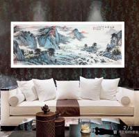 艺术家徐建清日记:国画山水画作品《江山晴风》，尺寸79x180cm，装裱上墙效【图1】