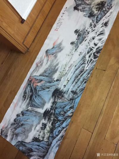 徐建清日记-国画山水画作品《江山晴风》，尺寸79x180cm，装裱上墙效果更好。【图4】