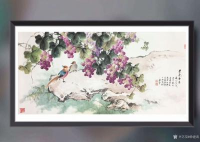 徐建清日记-国画花鸟画戊戌徐建清作品《紫气东来》，尺寸79x180cm，附装裱上墙效果。欢迎【图2】