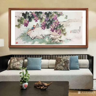 徐建清日记-国画花鸟画戊戌徐建清作品《紫气东来》，尺寸79x180cm，附装裱上墙效果。欢迎【图4】