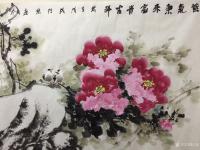 艺术家汪琼日记:国画花鸟画八尺屏《紫气东来富贵吉祥》，后三幅是此幅画局部图，【图2】