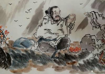 侯同印日记-国画人物画新作品，《酒香图》，4尺整张，请大家品鉴。
候同印【图1】