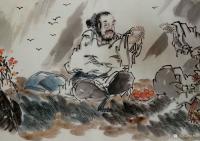 艺术家侯同印日记:国画人物画新作品，《酒香图》，4尺整张，请大家品鉴。
候同【图0】