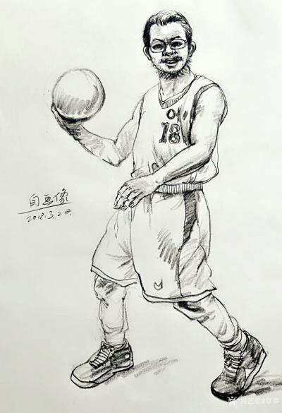 覃莽日记-我的自画像速写赏析
头部为第一主体，手为第二主体，所以要画细一点。衣服和玩具为【图3】