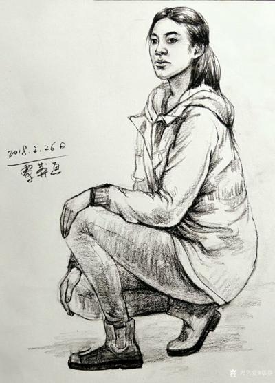 覃莽日记-我的自画像速写赏析
头部为第一主体，手为第二主体，所以要画细一点。衣服和玩具为【图6】