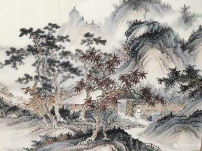 李伟成日记-国画山水画《深山访友图》，淡雅小六尺，客户私人订制作品已完成，尚未题款。【图2】