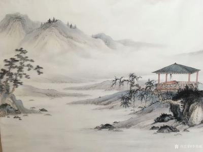 李伟成日记-国画山水画《深山访友图》，淡雅小六尺，客户私人订制作品已完成，尚未题款。【图4】