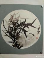 艺术家王三宝日记:国画花鸟画，墨竹圆框系列，21×21cm【图2】