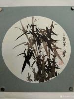 艺术家王三宝日记:国画花鸟画，墨竹圆框系列，21×21cm【图3】