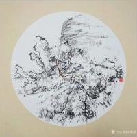 艺术家欧凯歌日记:国画山水小品，略改并上色，然后打油一首“小溪潺潺绕吾家，地僻【图0】