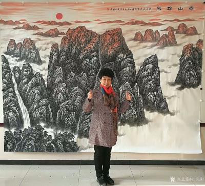 叶向阳日记-翰墨颂中华:《泰山雄风》。近日在元汉大厦用了一周时间精心创作完成此画。并赋诗一首【图6】