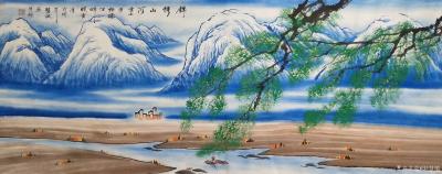 刘慧敏日记-国画山水画《银山玉树》《山绿水秀》《锦绣山河》《江湾泛舟》，展现秀美山水风景。【图1】