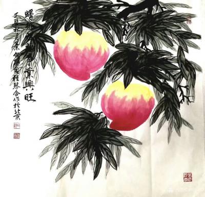 叶向阳日记-翰墨颂中华:《蟠桃祝福事业兴旺》。恭祝全天下母亲健康长寿幸福！母亲节快乐！【图1】