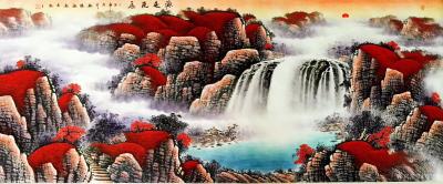 刘慧敏日记-国画山水画鸿运当头系列，《源远流长》《旭日东升》《泰山神韵》《鸿运当头》，寓意生【图5】