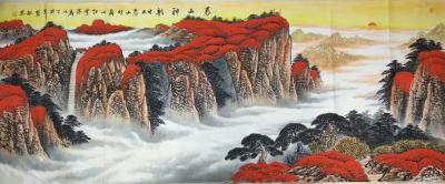 刘慧敏日记-国画山水画鸿运当头系列，《源远流长》《旭日东升》《泰山神韵》《鸿运当头》，寓意生【图6】