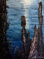 艺术家冯建德日记:天气太热啦，画一幅夜景和一副幅雪景找找凉快的感觉！【图1】