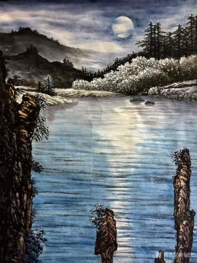 冯建德日记-天气太热啦，画一幅夜景和一副幅雪景找找凉快的感觉！【图3】