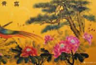 艺术家胡宝成日记:国画花鸟画《富贵长春》，小六尺
第一次在佛教黄上画牡丹本人【图2】