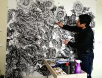 艺术家王立军日记:大尺寸国画《向日葵》，创作中【图1】