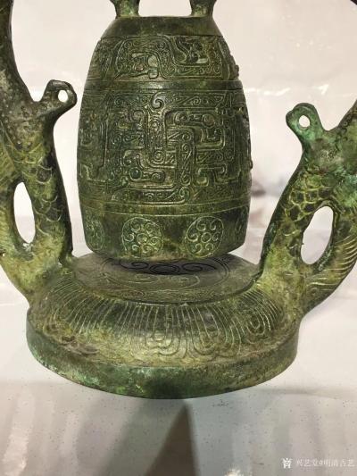 明清古艺收藏-早年回收 青铜双龙挂钟 双龙做臂 钟挂中央 高25宽22皮克老辣  器型大气 样【图3】