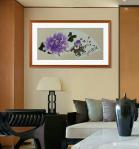 何跃起日志-国画牡丹扇面3幅，附上墙效果图，家庭有画，氛围完全不同了，艺【图2】