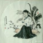 于波日志-国画人物画《休闲时光》小品系列。《莲出碧波分外嫣》《瑞犬解人【图4】