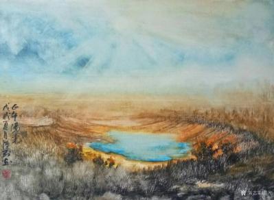 陈刚日记-国画山水画《正午阳光》，新作出炉，光线的处理，水粉画法，小有心得，分享以欣赏。【图1】