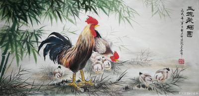 宁建华日记-国画彩墨花鸟画《五德福聚图》，三尺，纯手工绘制，请老师们欣赏指导，欢迎洽谈订制，【图1】