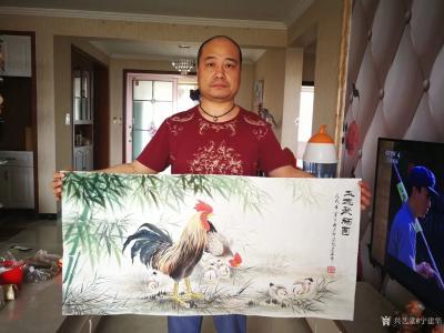 宁建华日记-国画彩墨花鸟画《五德福聚图》，三尺，纯手工绘制，请老师们欣赏指导，欢迎洽谈订制，【图2】