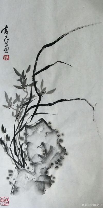 陈奇飞日记-国画花鸟画，梅、兰、竹、菊，《老干已成铁，逢春又着花》《露涤铅粉节，风摇青玉枝。【图2】