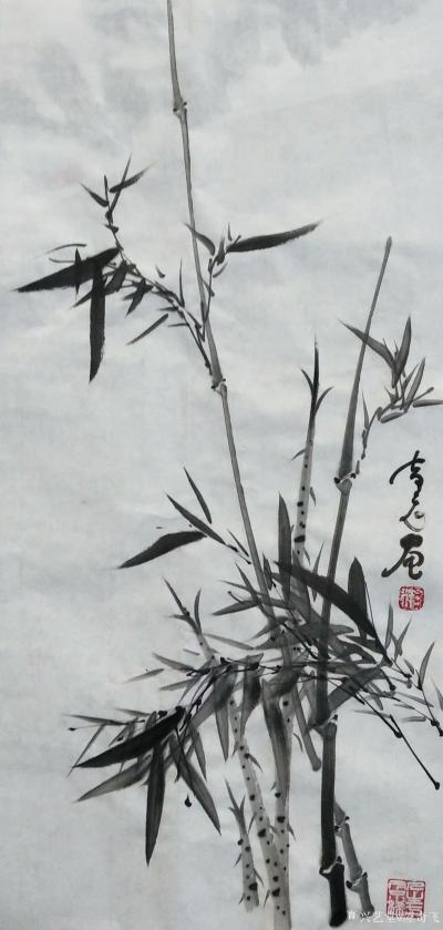 陈奇飞日记-国画花鸟画，梅、兰、竹、菊，《老干已成铁，逢春又着花》《露涤铅粉节，风摇青玉枝。【图5】