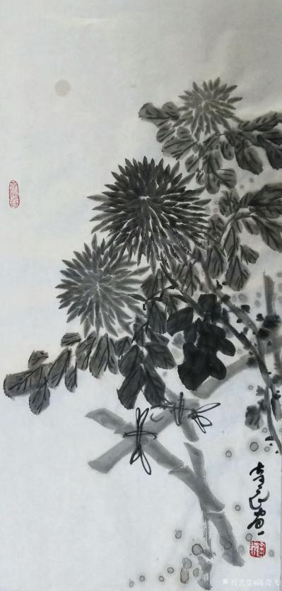 陈奇飞日记-国画花鸟画，梅、兰、竹、菊，《老干已成铁，逢春又着花》《露涤铅粉节，风摇青玉枝。【图6】