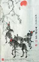 艺术家王文明日记:国画动物画～《驴》系列。《终生无求，但得裹腹》《墨耕图》
【图2】