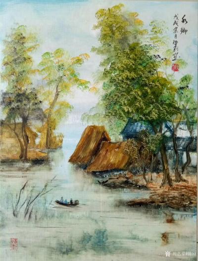 陈刚日记-国画山水画新作两幅《秋到农家院》，《水乡》，尺寸60×90cm。浓浓的乡村味道【图2】