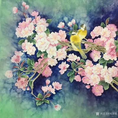 刘慧敏日记-炎炎夏日，需要一丝清凉，绿色底调的花鸟画，希望能带给你清爽。分享四尺斗方精品花鸟【图5】