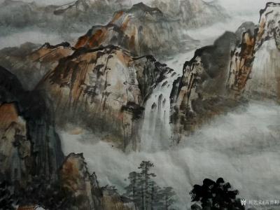 高勇利日记-国画山水画《座攬清暉萬川月，胸懷和氣四時春》
尺寸：小六尺山水180*69CM【图4】