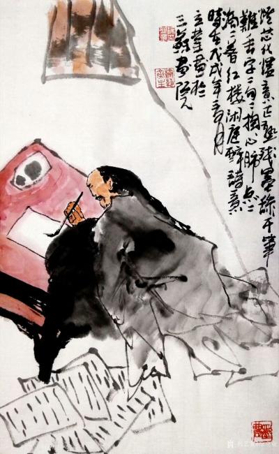 徐立业日记-发一组国画人物画，敬请欣赏。
灯芯化烬意正熟，残墨添干笔难丢，字字句句掏心肺，【图3】