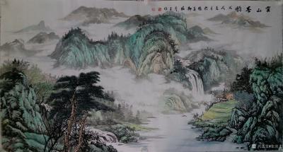 张喜才日记-国画山水画《云山春韵》，尺寸六尺正张97x180cm，欢迎交流【图1】