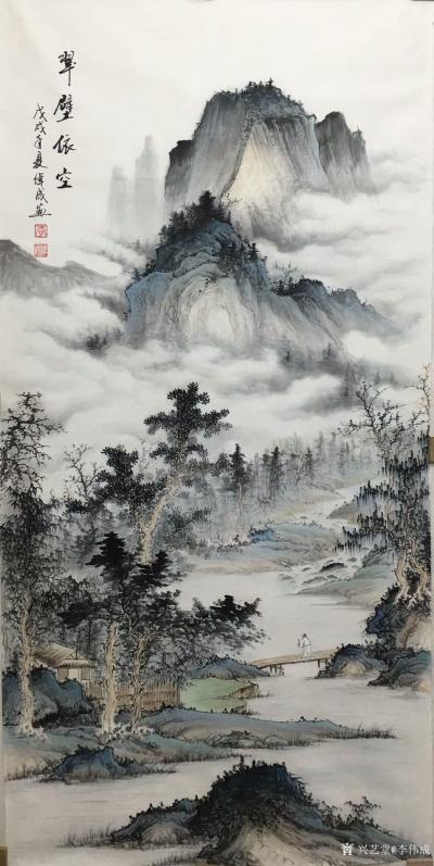 李伟成日记-国画山水画仿古风格作品《高山云霓》《翠壁依空》《远崖瀑影》《松吟万壑》《千山积翠【图3】