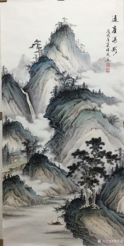 李伟成日记-国画山水画仿古风格作品《高山云霓》《翠壁依空》《远崖瀑影》《松吟万壑》《千山积翠【图4】