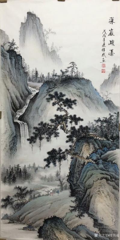 李伟成日记-国画山水画仿古风格作品《高山云霓》《翠壁依空》《远崖瀑影》《松吟万壑》《千山积翠【图5】